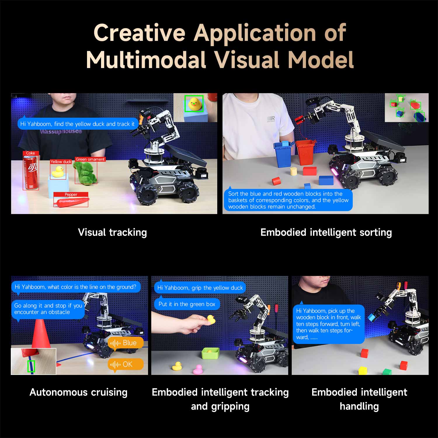 Yahboom ROSMASTER M3 Pro ROS2 STEM Education Python Programming Robot with Multimodal AI Large Model AI Voice Interaction Vision Recognition Tracking & Sorting