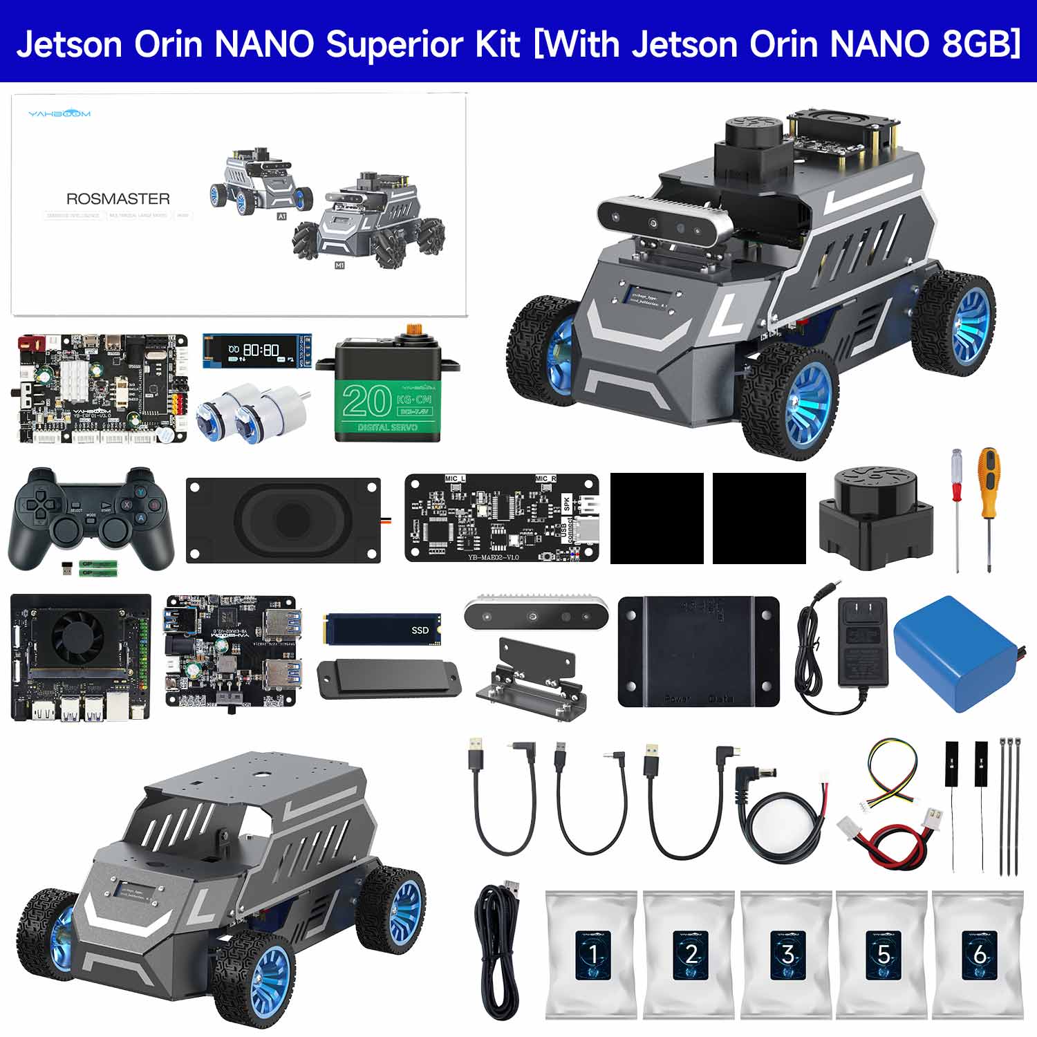 Yahboom ROSMASTER A1 AI Large Model ROS2 STEM Education Python Programming Robot with Ackerman steering chassis 