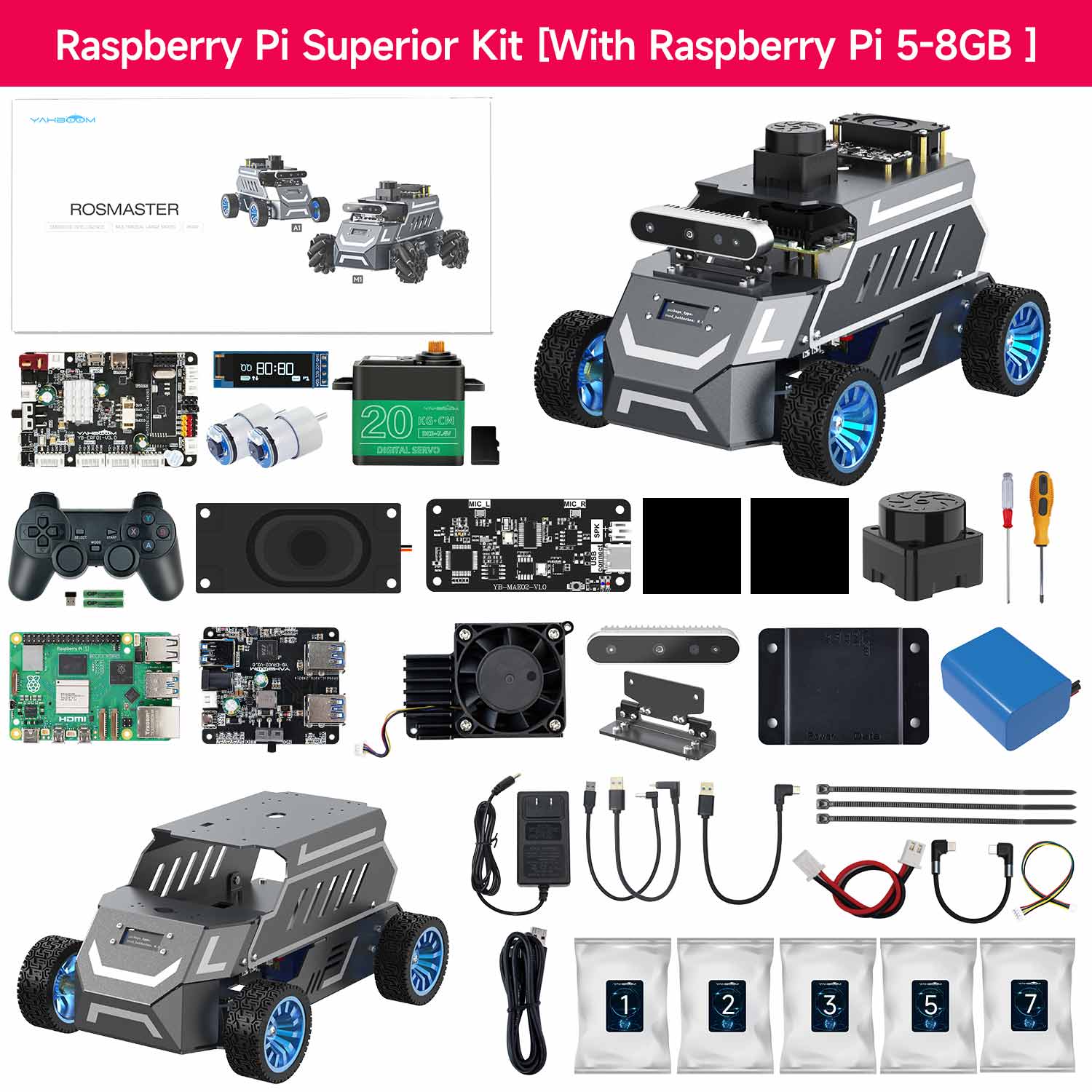 Yahboom ROSMASTER A1 AI Large Model ROS2 STEM Education Python Programming Robot with Ackerman steering chassis 