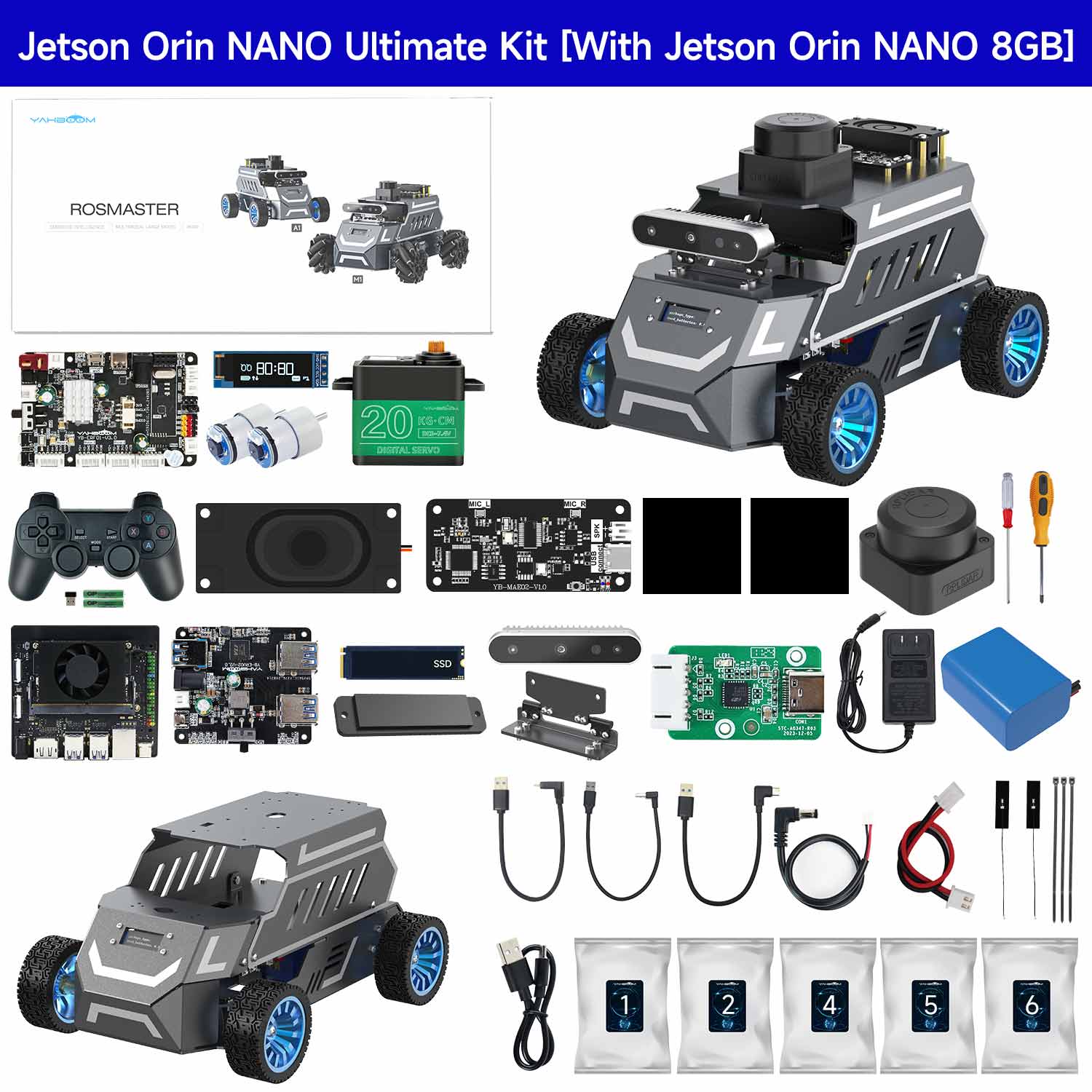 Yahboom ROSMASTER A1 AI Large Model ROS2 STEM Education Python Programming Robot with Ackerman steering chassis 