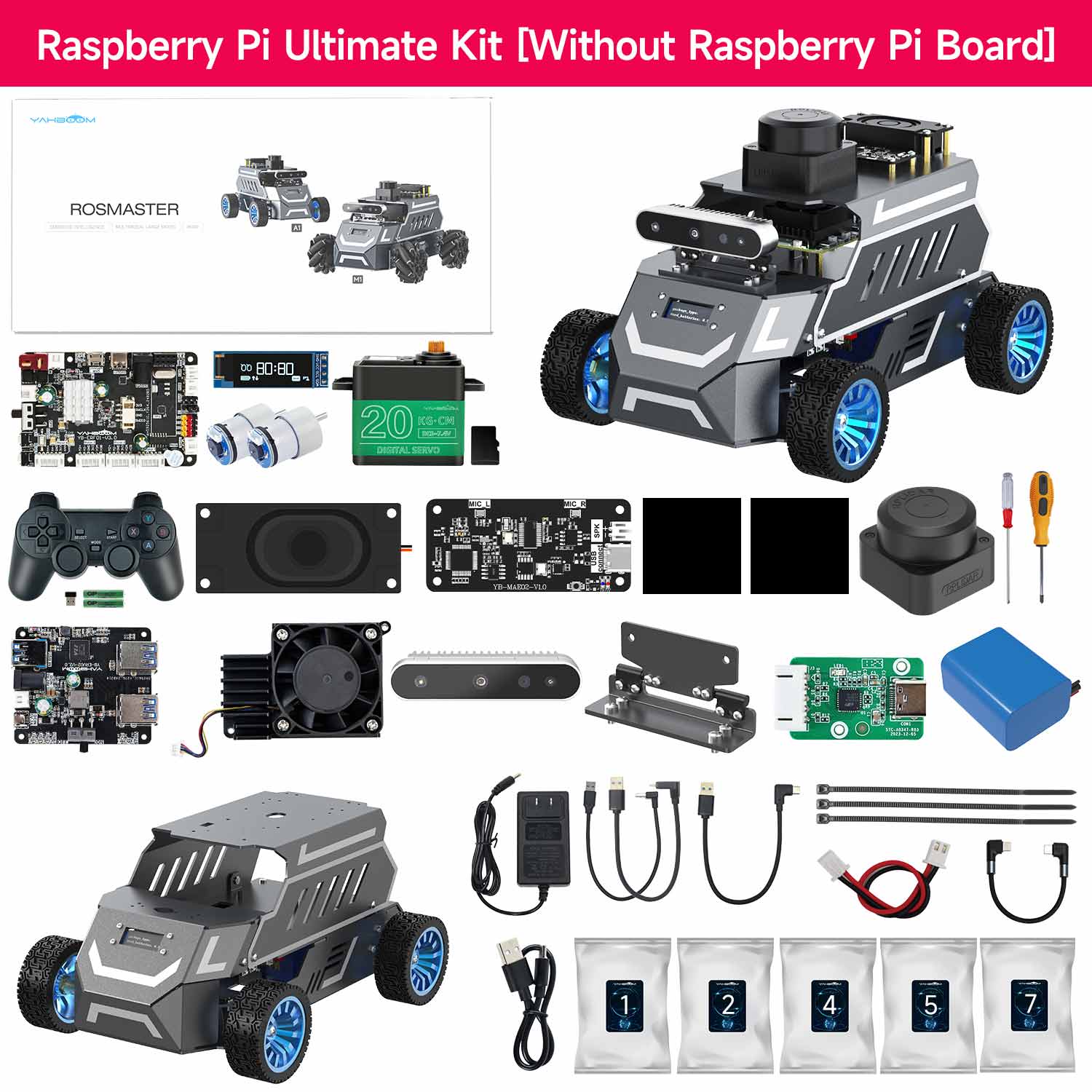 Yahboom ROSMASTER A1 AI Large Model ROS2 STEM Education Python Programming Robot with Ackerman steering chassis 