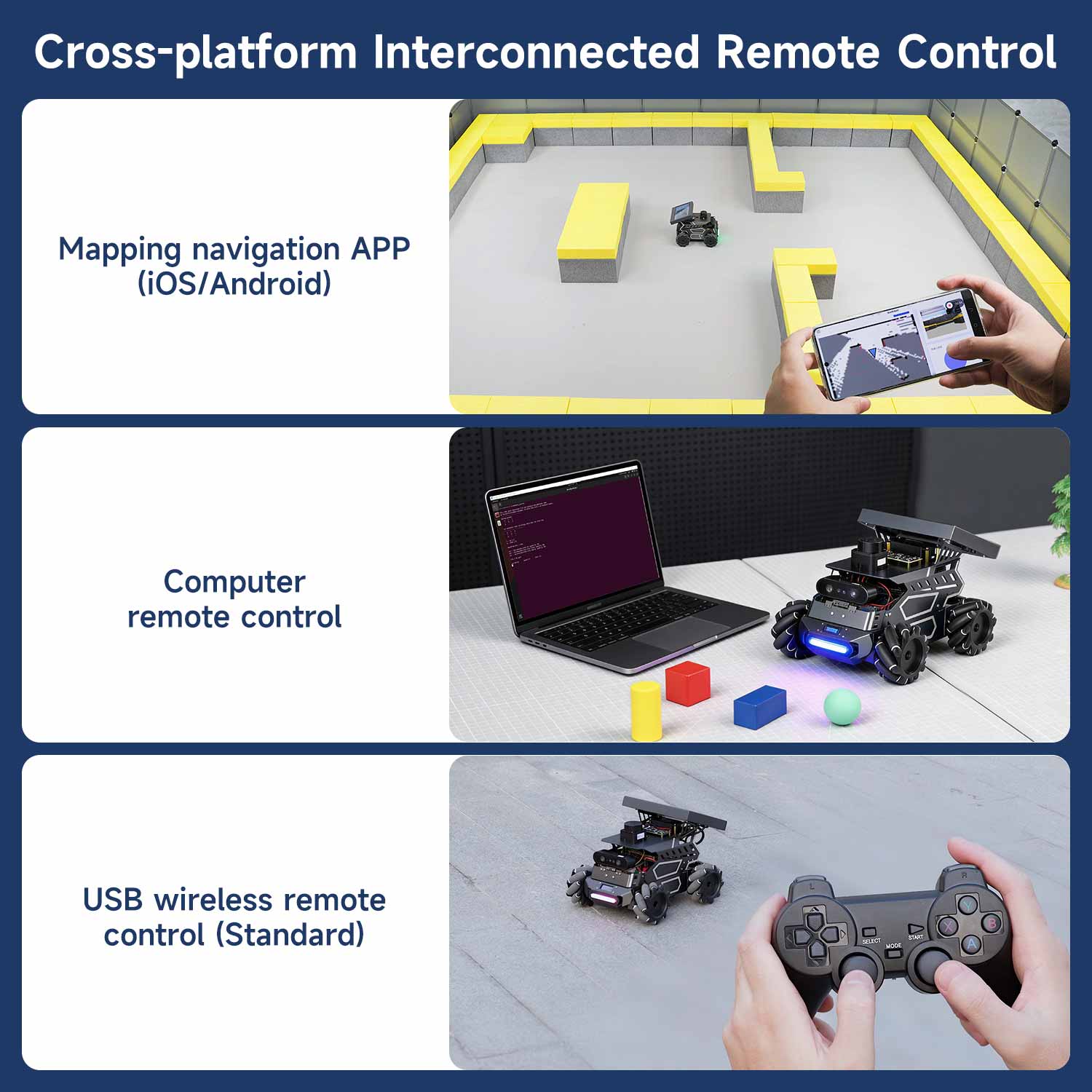ROSMASTER M3 AI Large Model ROS2 STEM Education Python Programming Robot Mecanum Wheel for Jetson Orin NANO/NX SUPER/RDK X5/RaspberryPi 5
