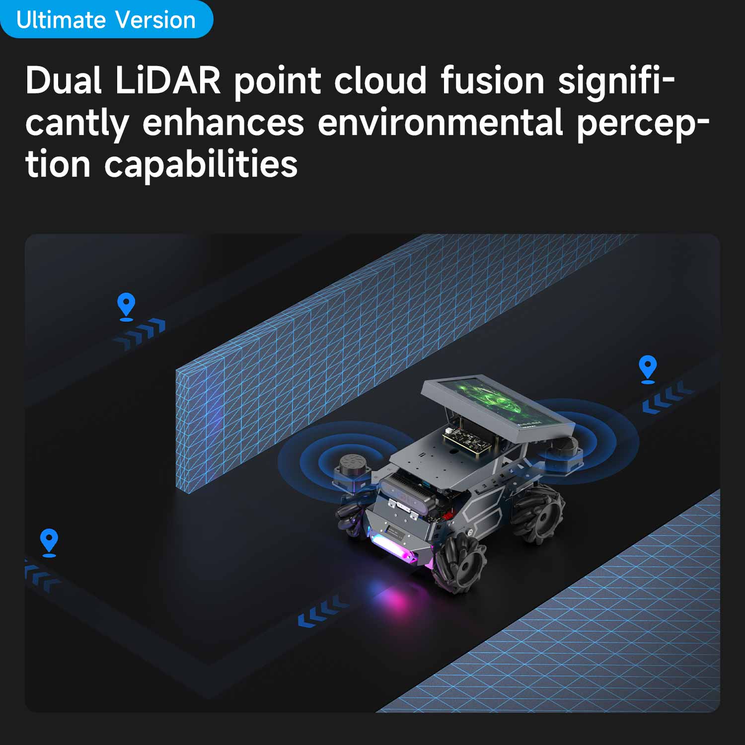 ROSMASTER M3 AI Large Model ROS2 STEM Education Python Programming Robot Mecanum Wheel for Jetson Orin NANO/NX SUPER/RDK X5/RaspberryPi 5