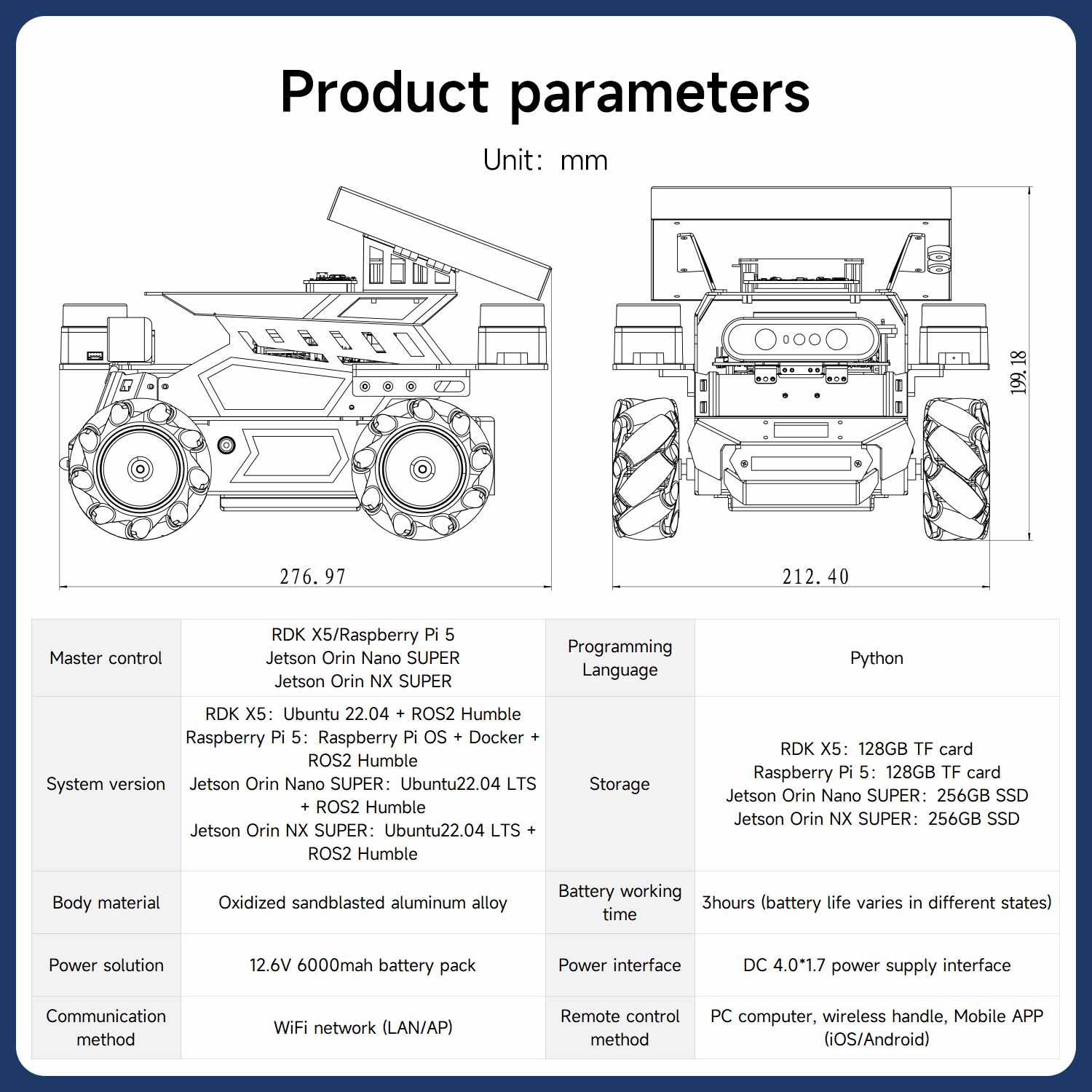 ROSMASTER M3 AI Large Model ROS2 STEM Education Python Programming Robot Mecanum Wheel for Jetson Orin NANO/NX SUPER/RDK X5/RaspberryPi 5