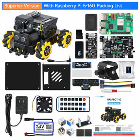 Yahboom Raspbot V2 AI Large Model STEM Education Python Programming Robot Car for Raspberry Pi 5