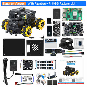 Yahboom Raspbot V2 AI Large Model STEM Education Python Programming Robot Car for Raspberry Pi 5