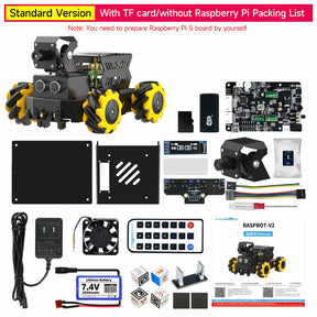 Yahboom Raspbot V2 AI Large Model STEM Education Python Programming Robot Car for Raspberry Pi 5