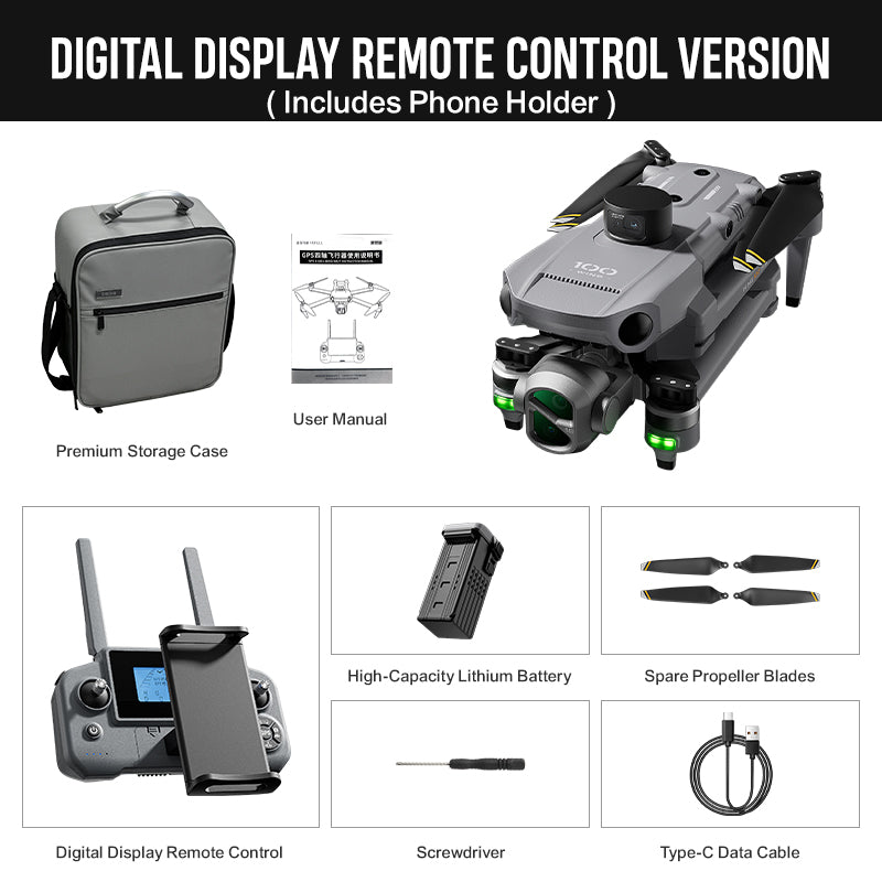 SMRC WING 100 8K Drone Upgraded version 3-Axis Gimbal Obstacle Avoidance 5G GPS Quadcopter Optional Screen Remote Control