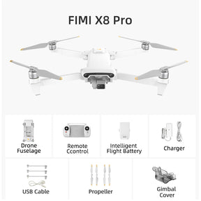 FIMI X8 PRO 4K Drone Profesional GPS 15KM 1/1.3-inch CMOS 3-Axis Gimbal Tri-Directional Obstacle Avoidance RC Quadcopter
