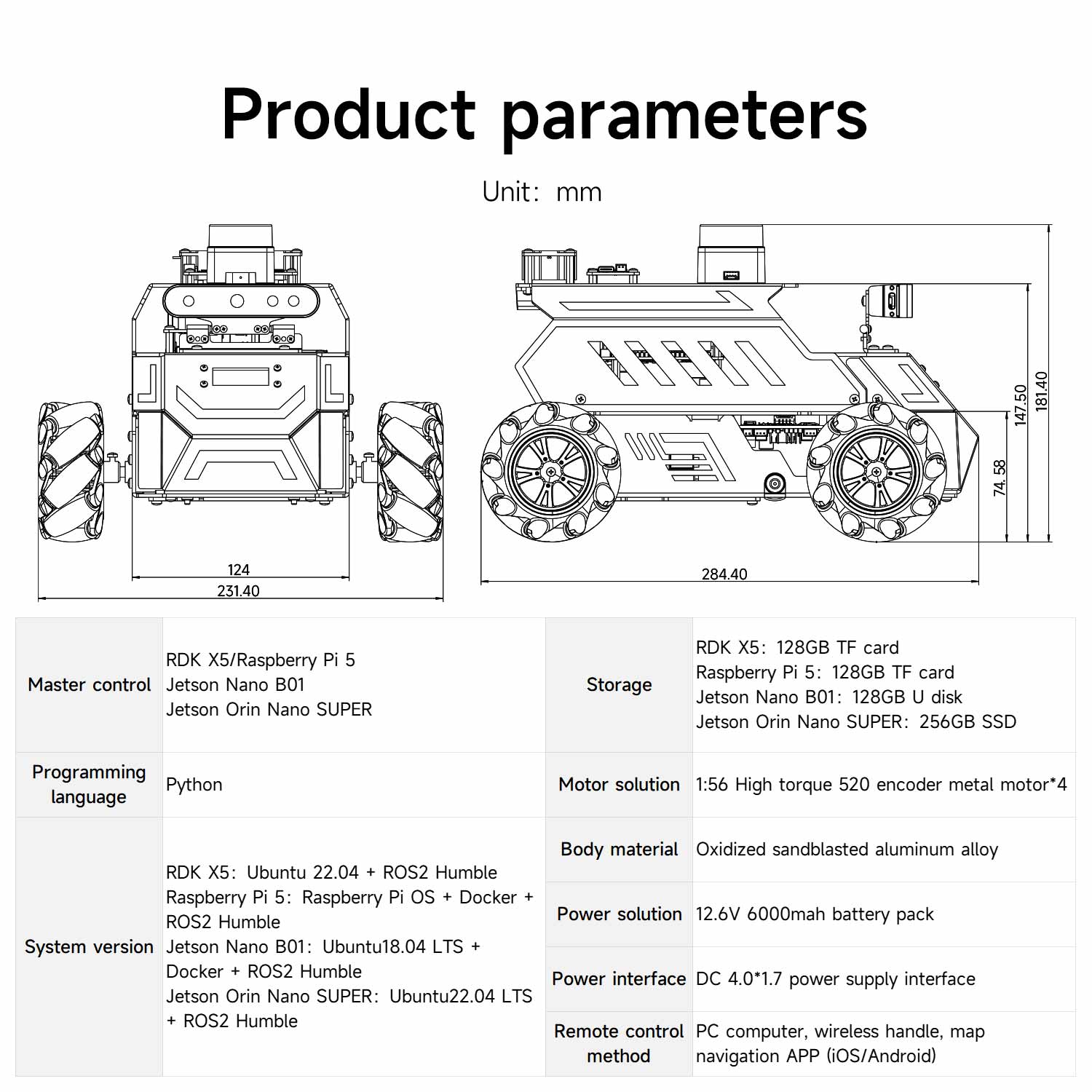 ROSMASTER M1 AI Large Model ROS2 STEM Education Python Programming Robot Mecanum Wheel for Jetson NANO 4GB/Orin NANO SUPER/RDK X5/RaspberryPi 5