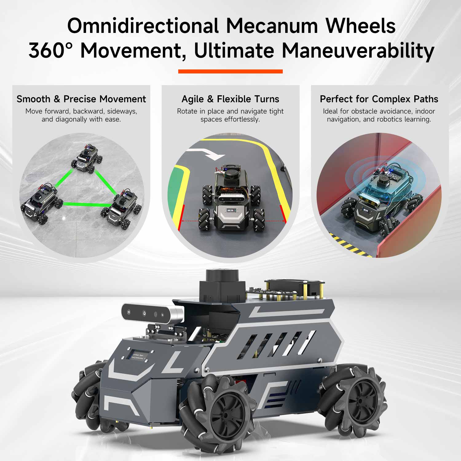 ROSMASTER M1 AI Large Model ROS2 STEM Education Python Programming Robot Mecanum Wheel for Jetson NANO 4GB/Orin NANO SUPER/RDK X5/RaspberryPi 5