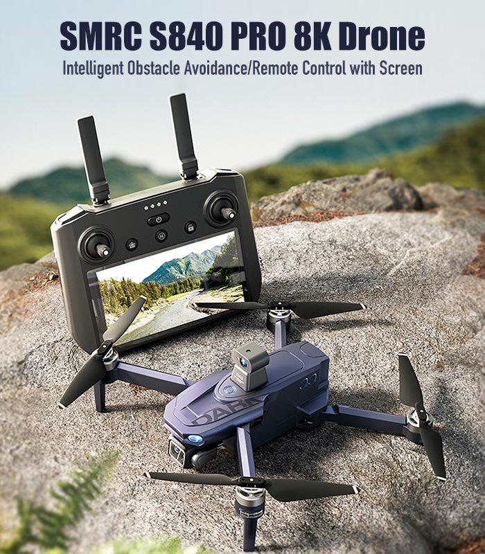 SMRC S840 PRO 8K Drone 3-Axis Gimbal Obstacle Avoidance Quadcopter with Screen Remote Control