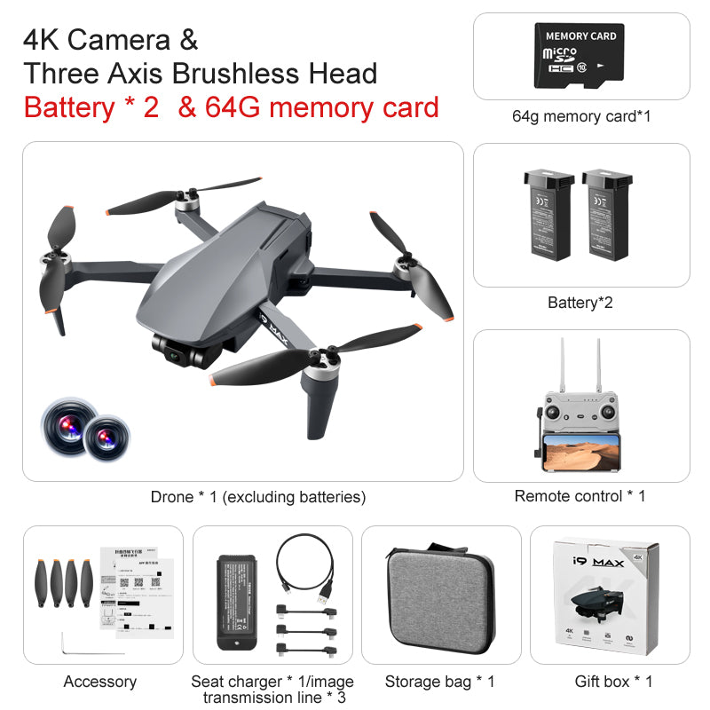 i9 MAX 4K Drone 3-Axis Gimbal HD Camera 3KM 26Min Fly | bometoys