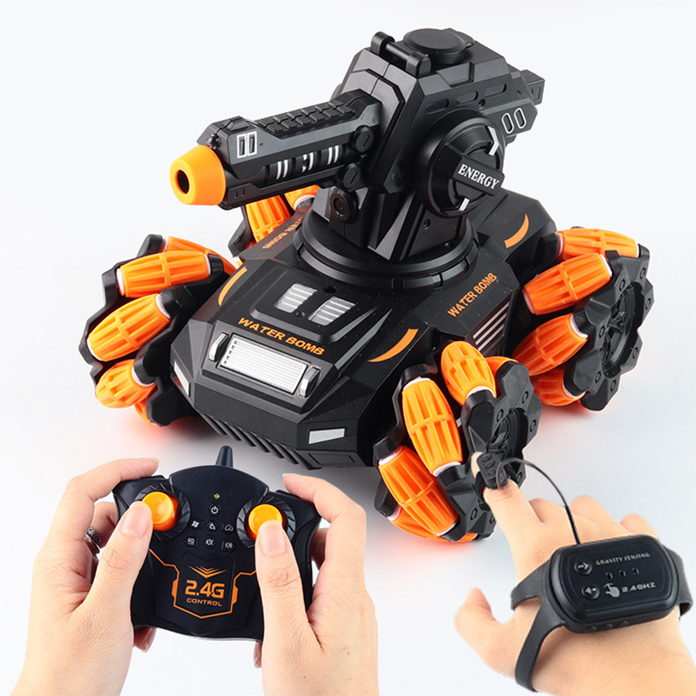 Water Bomb RC Car Interactive Mech Tank Sideslip Drift 360° Rotation Stunt Car Toy