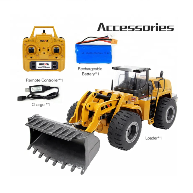 Huina 1583 Alloy Bulldozer Excavator 2.4G 10CH 1:14 Engineering Construction RC Car Toy