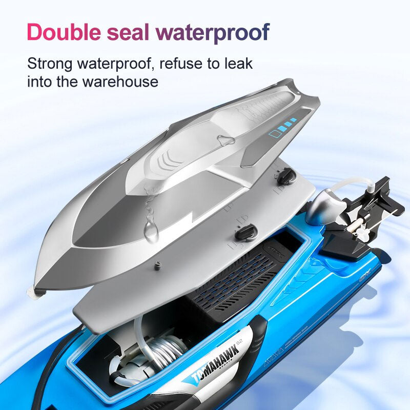 RC Boat High Speed 70KM/H 50CM Large SpeedBoat Waterproof Capsize Reset Racing Boat Toy Gift
