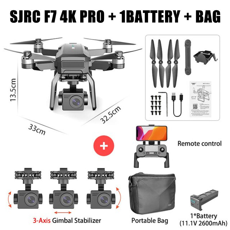 SJRC F7 PRO 4K Drone 3-Axis Gimbal HD Camera Professional Brushless Quadcopter