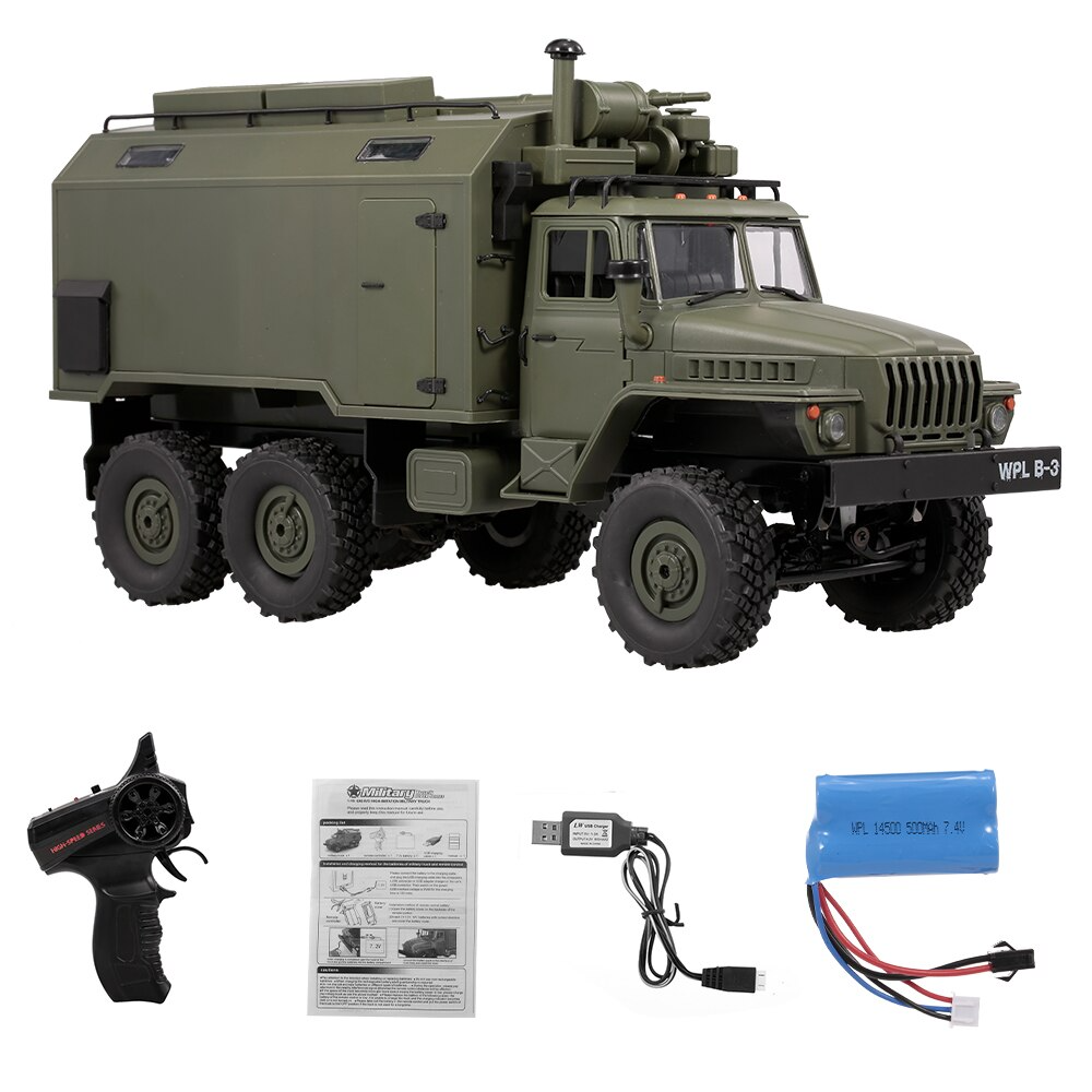 Rc Car Military Truck WPL B36 Ural 1/16 6WD Rock Crawler Command Communication Vehicle