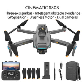 RC Drone S808 3-axis Gimbal 8K Brushless Obstacle Avoidance Quadcopter