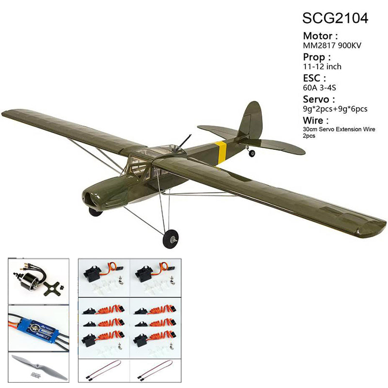 DWHobby Balsa wood Plane Army Green Fi156 Fieseler Storch Large Electric or Gas Power Fixed Wing Balsa Plane 1600mm Wingspan With Accessories