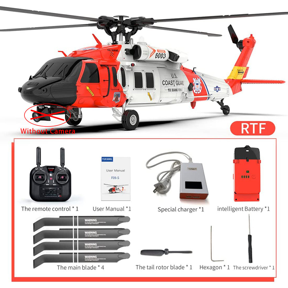 YXZNRC F09-S 6CH 6-Axis Gyro RC Helicopter GPS Optical Flow Positioning FPV Camera Brushless Flybarless Plane