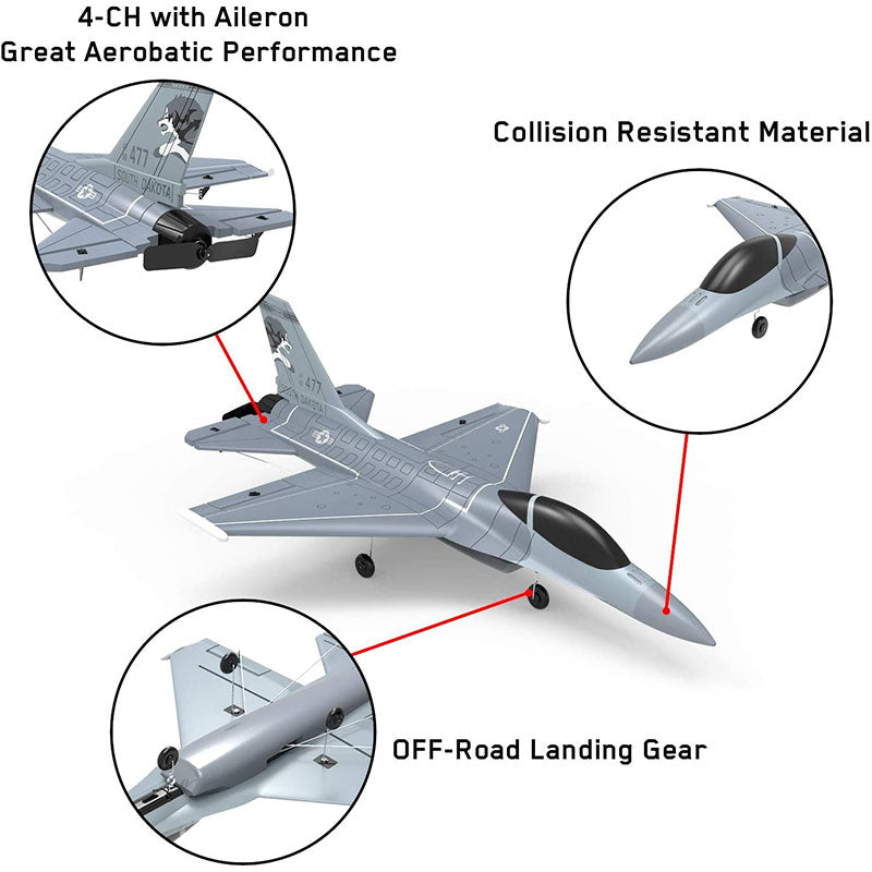 RC Airplane Volantex F16 Falcon 365mm Wingspan EPP 2.4G 4CH 6-Axis One Key Return Aerobatic Fixed-wing Plane RTF