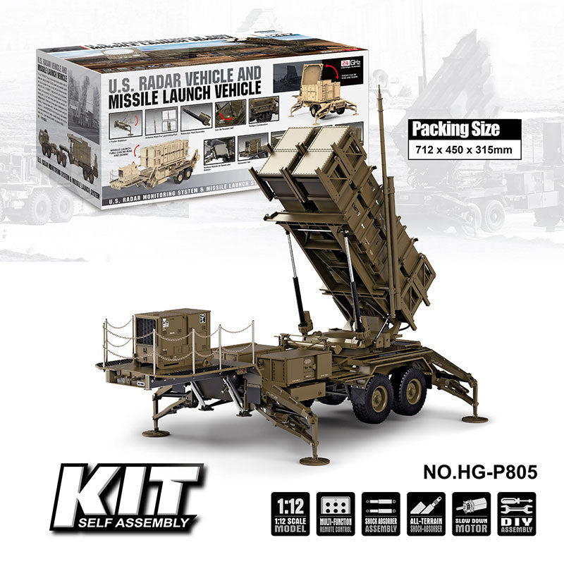 HG P804 P805 1/12 Alloy Chassis Radar Car Simulation Missile Launch Military Off-road Vehicle