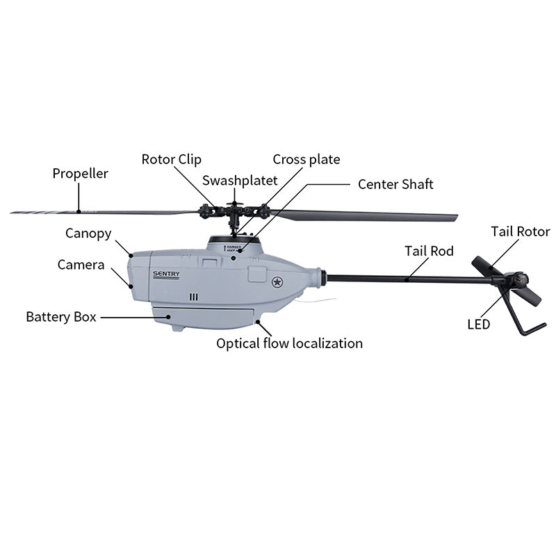 RC Helicopter ERA C127 2.4G 4CH 6-Axis Gyro Altitude Hold Optical Flow Localization Flybarless RTF Sentry Helicopter 720P Drone