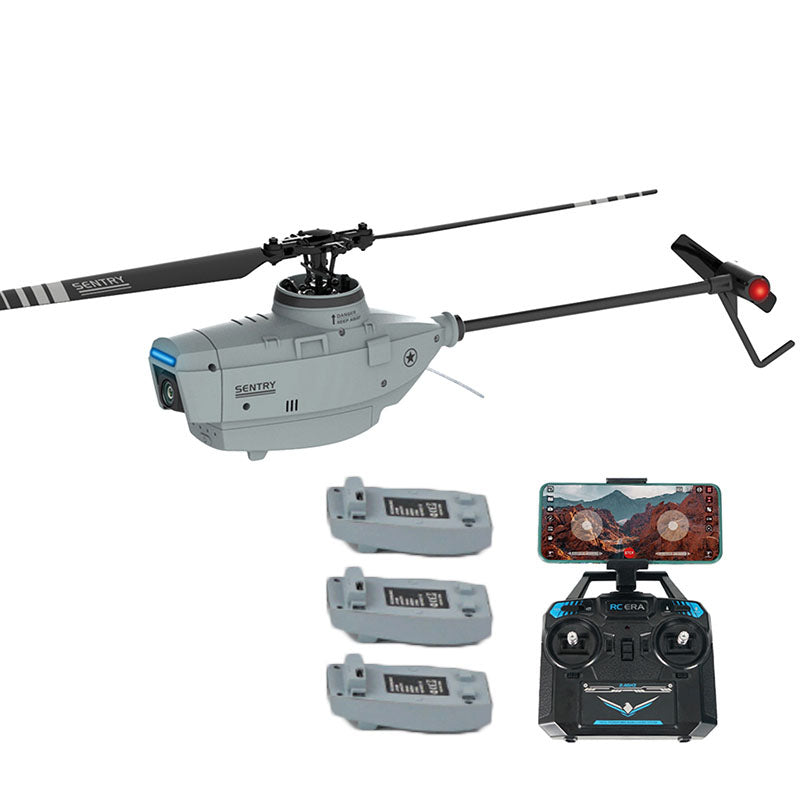 RCERA C127 RC Helicopter 2.4G 4CH 6-Axis Gyro Altitude Hold Optical Flow Localization Flybarless RTF Sentry Helicopter 720P Drone