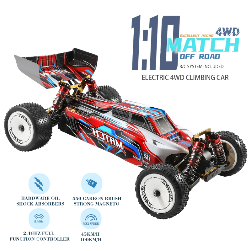 RC Car High Speed Brushless Motor 1:10 4WD Metal Chassis Off-road Drift CarWLtoys 104001 RC Car 45KM/H 4WD Off-Road 1:10 Metal Chassis Alloy Toys