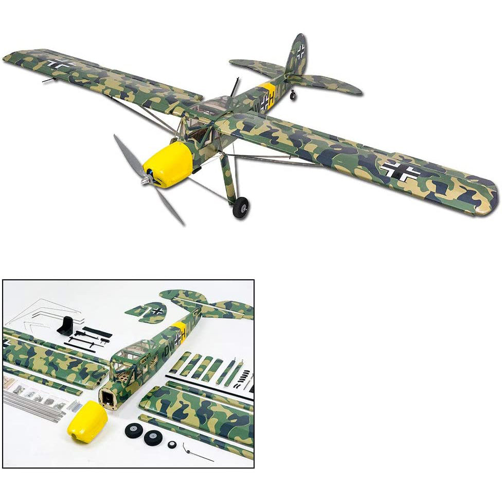 Balsa wood Plane Camouflage Fi156 Storch Large Electric or Gas Power Fixed Wing Balsa wood Plane Kits 1600mm Wingspan With Accessories