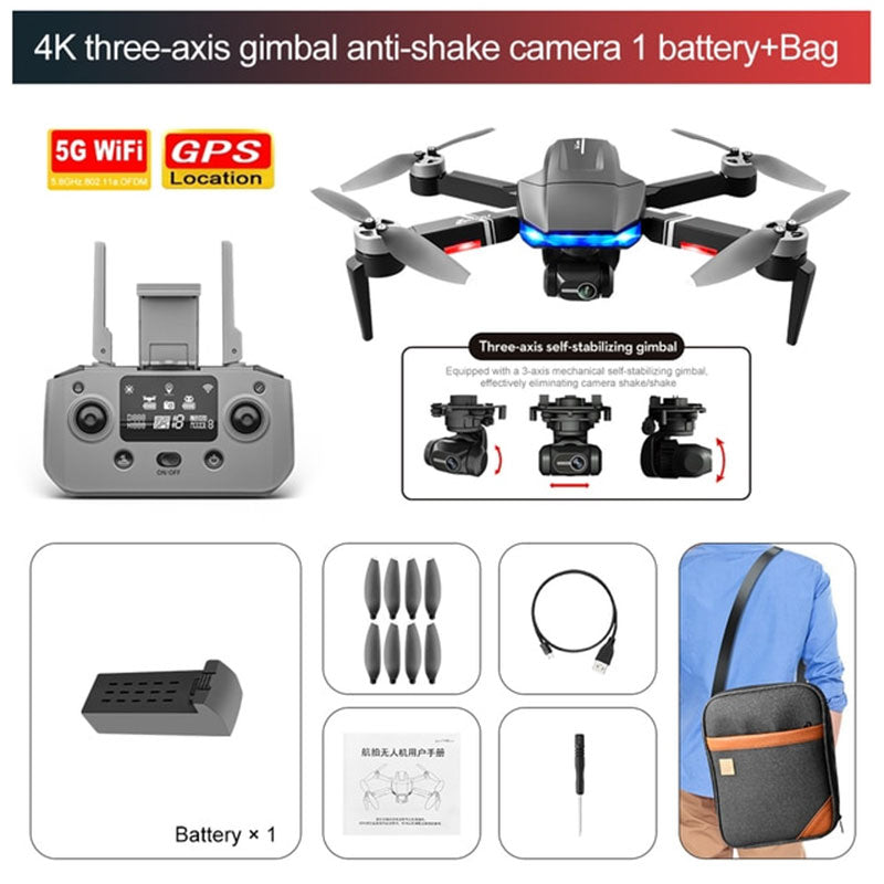 RC Drone S7S 3-Axis Gimbal 4K Camera Brushless Foldable Quadcopter