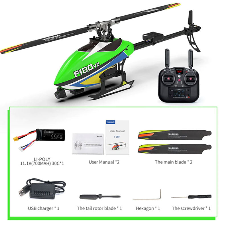 YXZNRC F180 V2 6CH 6-Axis Gyro Optical Flow Localization FPV Camera Brushless Helicopter