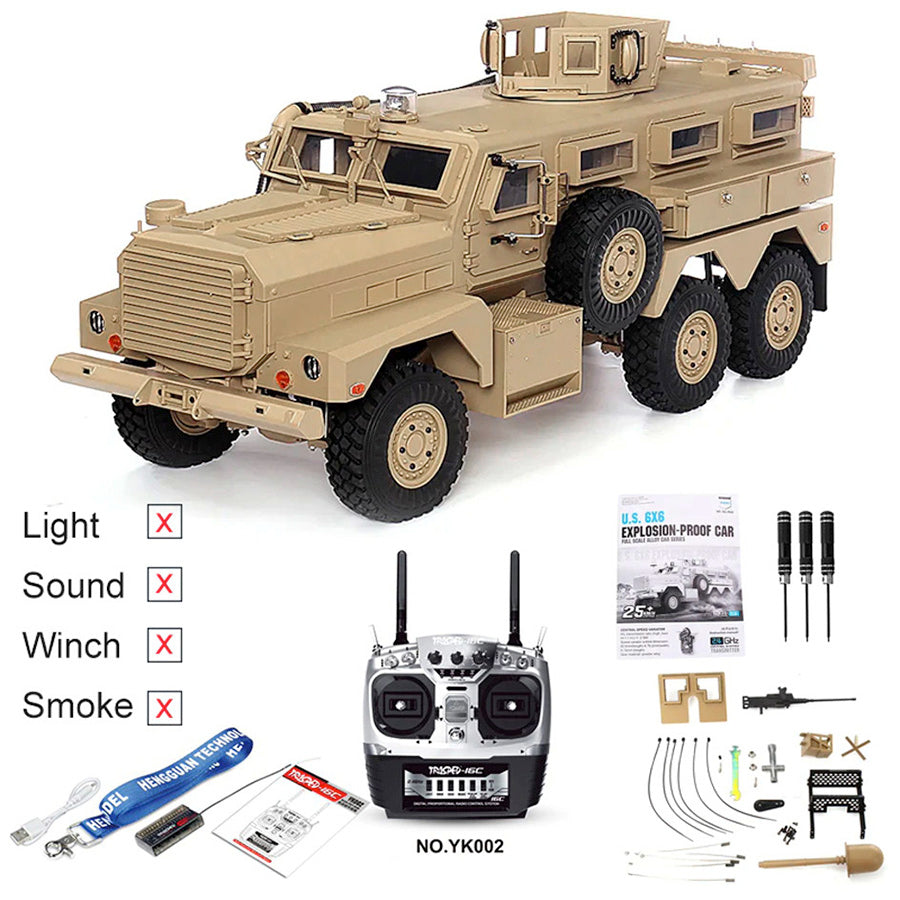 HG P602 RC Car U.S MILITARY COUGAR 6X6 MRAP 1/12 2.4G 16CH Upgraded Light Sound Function