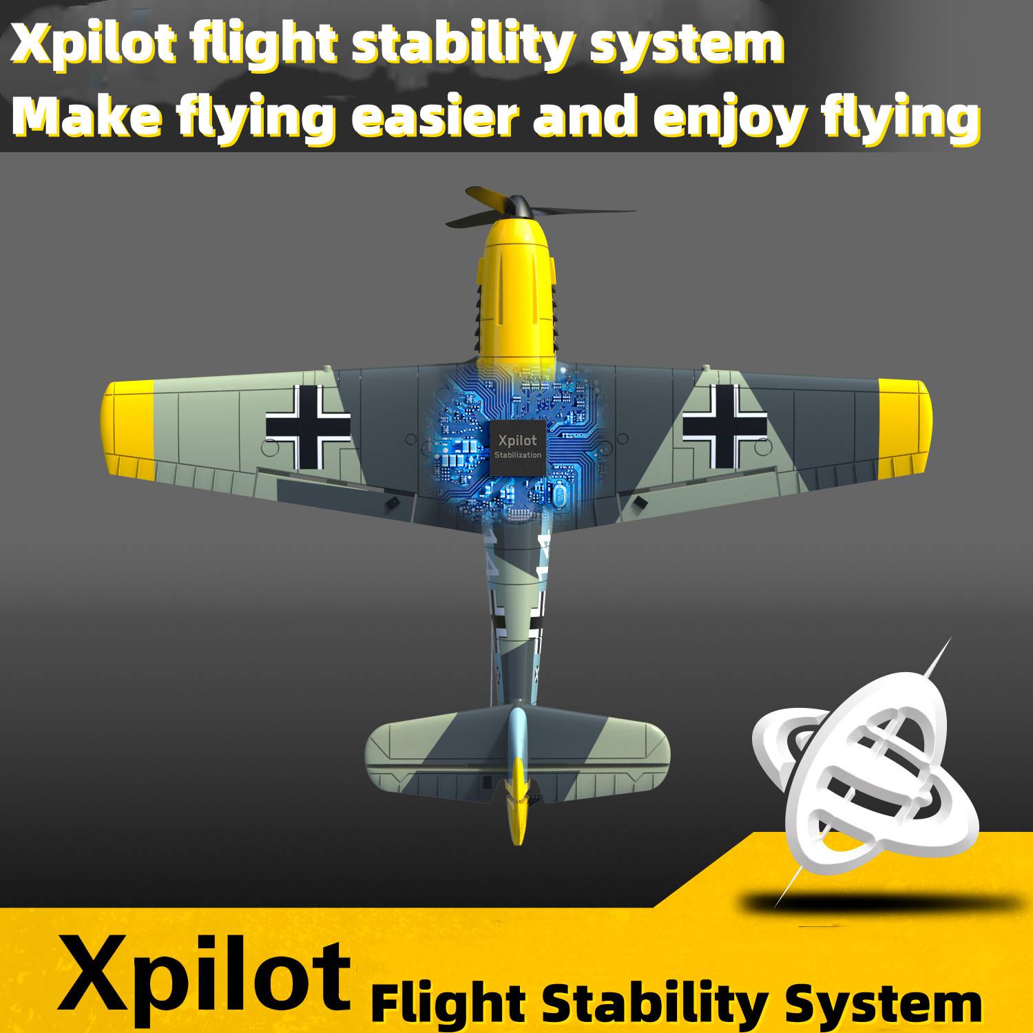 Volantex BF109 RC Plane 2.4GHz 4CH 400mm Wingspan 6-Axis One Key U-Turn Aerobatic Xpilot Stabilization System Plane Toy