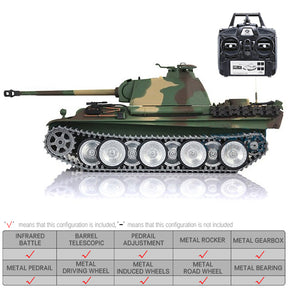 Heng Long 3879 German Panther Type G RC Tank 2.4G 1/16 Metal Upgraded Tank Toys