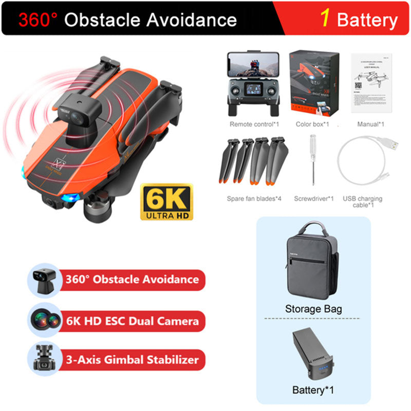 JJRC X22 3-Axis Gimbal 6K Drone Obstacle Avoidance Foldable Brushless Quadcopter