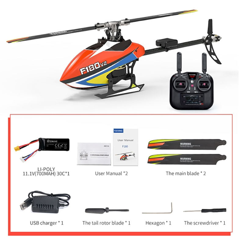 YXZNRC F180 V2 6CH 6-Axis Gyro Optical Flow Localization FPV Camera Brushless Helicopter