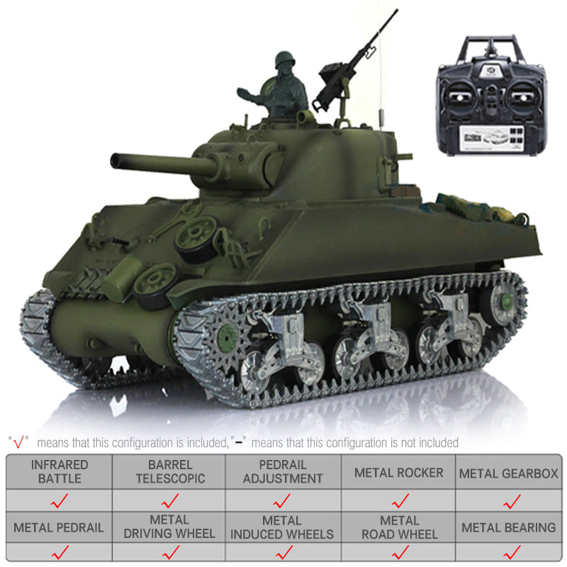 Heng Long 3898 US Sherman M4A3 RC Tank 2.4G 1/16 Upgraded Metal RC Tank toys