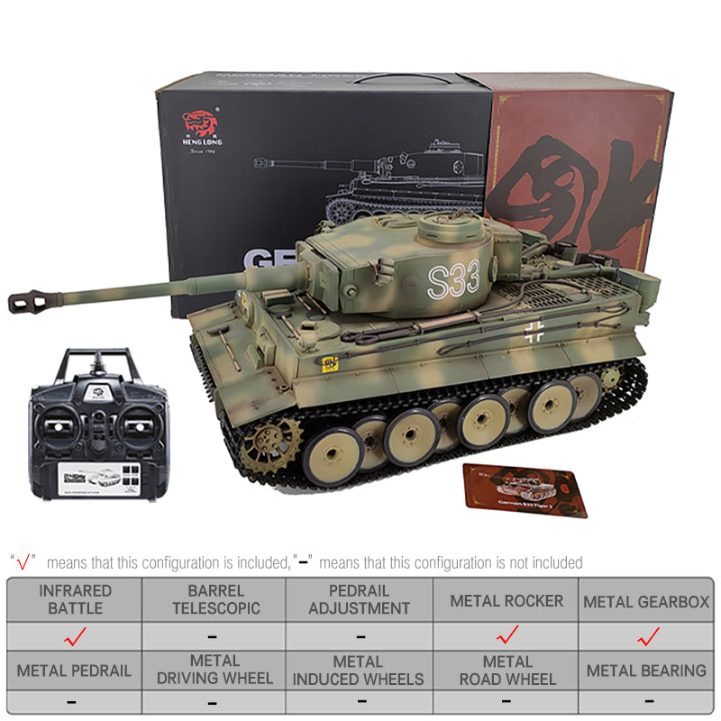 Heng Long 3818 Germany Tiger I Custom Made Camouflage Green RC Tank  1/16 Tank Toys