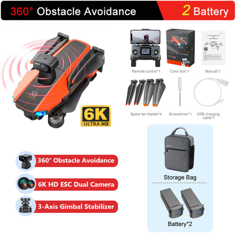 JJRC X22 3-Axis Gimbal 6K Drone Obstacle Avoidance Foldable Brushless Quadcopter