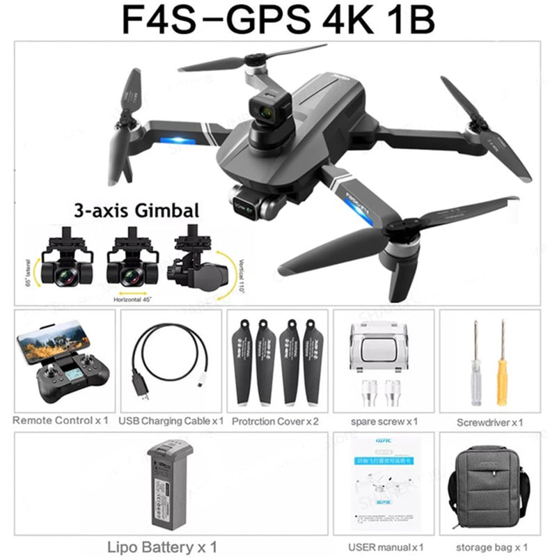 F4S 4K Drone 3-Axis Gimbal 360° Obstacle Avoidance Brushless Quadcopter