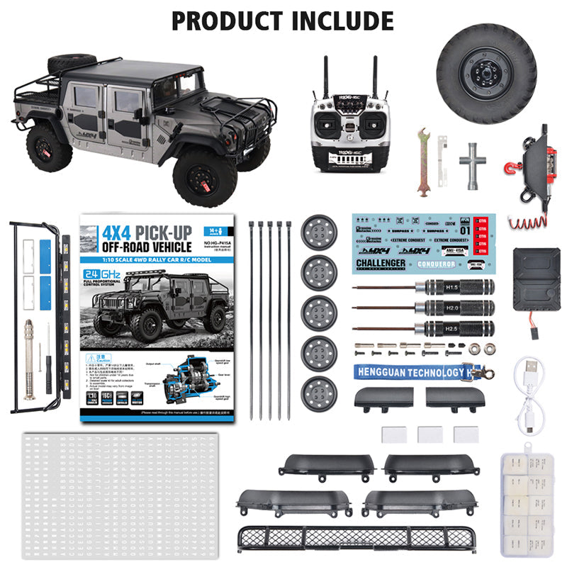 HG P415A 4WD U.S.4X4 Hummer H1 Military Truck 1/10 RC Car