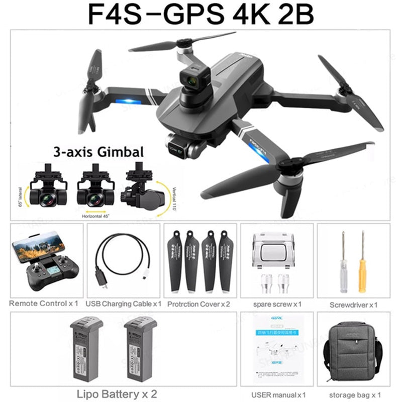 F4S 4K Drone 3-Axis Gimbal 360° Obstacle Avoidance Brushless Quadcopter