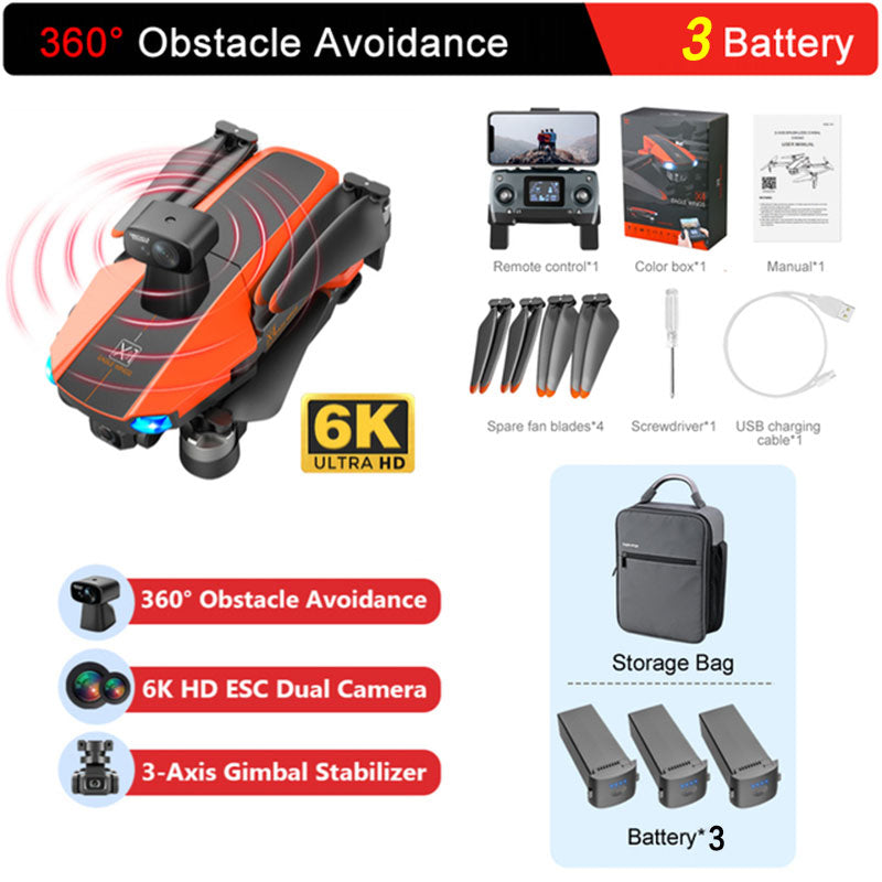 JJRC X22 3-Axis Gimbal 6K Drone Obstacle Avoidance Foldable Brushless Quadcopter