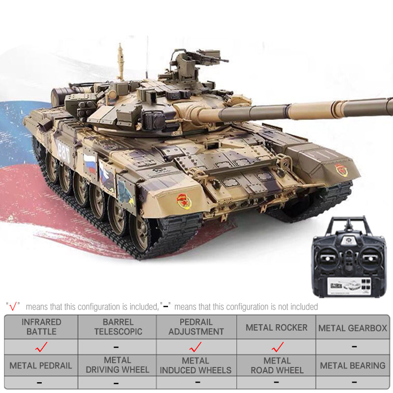 Heng Long 3938 T90 RC Tank Russia Main Battle Tank 1/16 Upgrade Metal RC Tank toys