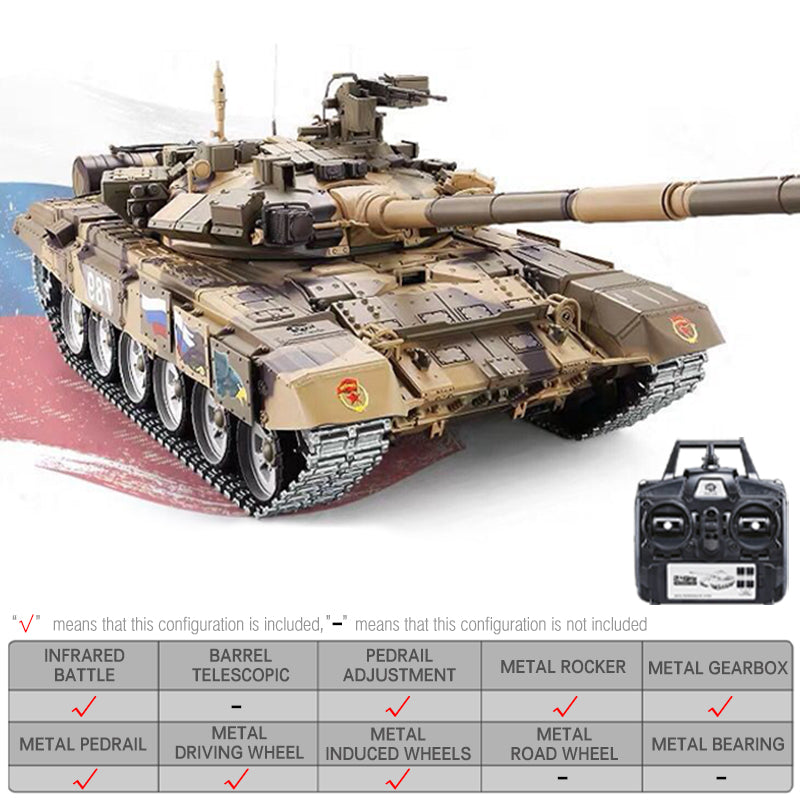Heng Long 3938 T90 RC Tank Russia Main Battle Tank 1/16 Upgrade Metal RC Tank toys
