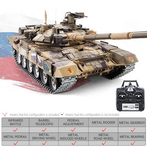 Heng Long 3938 T90 RC Tank Russia Main Battle Tank 1/16 Upgrade Metal RC Tank toys