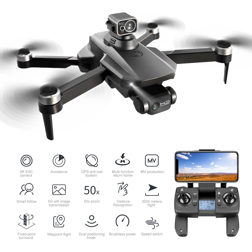 XIAOKEKE RG101 GPS Drone with 4K Camera for Adults, 2-Axis  Gimbal Anti-Shake HD Camera FPV Live Video, Brushless Motor RC Quadcopter,  Auto Return,Follow Me, 50 Minutes Flight Time (2 Batteries) 