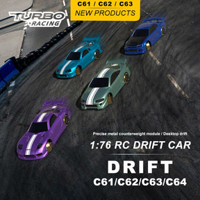 Turbo Racing 1:76 C61 C62 C63 Mini Drift RC Car 